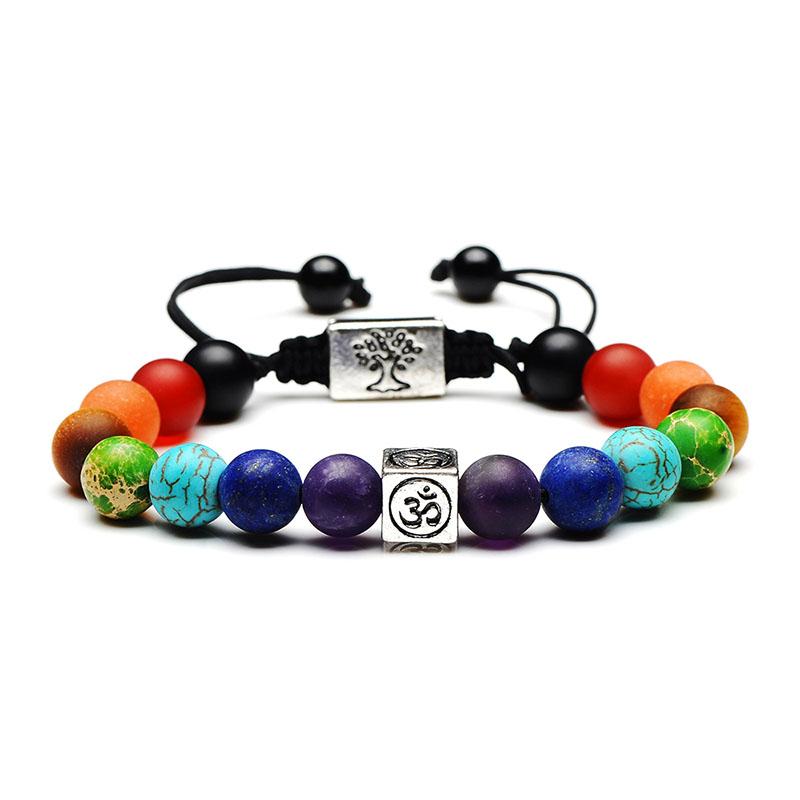 Colorful 7 Chakra Om & Tree of Life Charm Bracelet