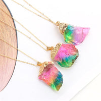 Thumbnail for Rainbow Aura Natural Quartz Stone Pendant Necklace