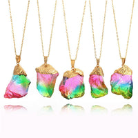 Thumbnail for Rainbow Aura Natural Quartz Stone Pendant Necklace