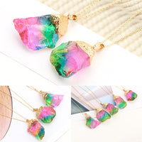 Thumbnail for Rainbow Aura Natural Quartz Stone Pendant Necklace