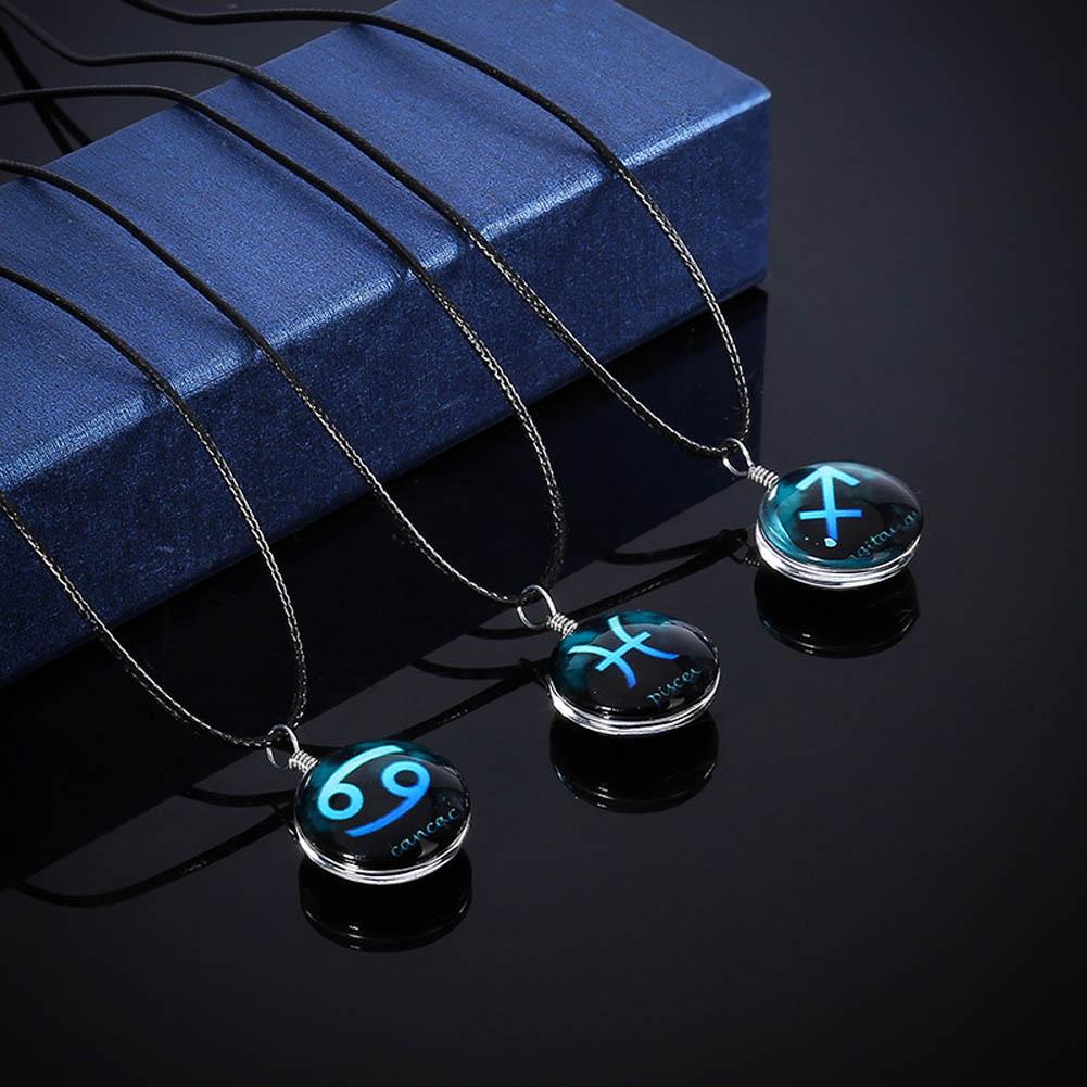 12 constellation Glass Pendant Necklace