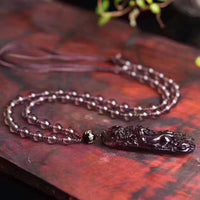 Thumbnail for Ice Obsidian Dragon & Pixiu WEALTH & PROTECTION Necklace