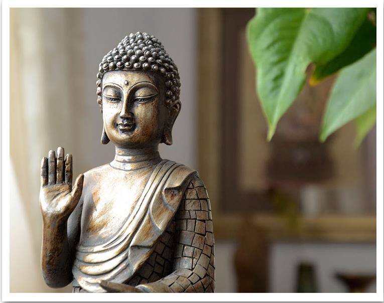 Vintage Bronze Look Buddha Statue in  Abhaya Mudra (gesture) representing  ' FEARLESSNESS'