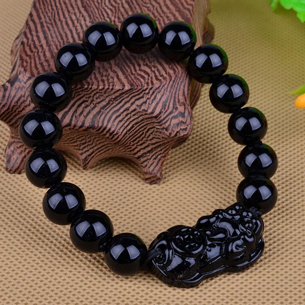 Natural Black Obsidian  & Feng Shui Fav -PIXIU LUCK ATTRACTING  Bracelet