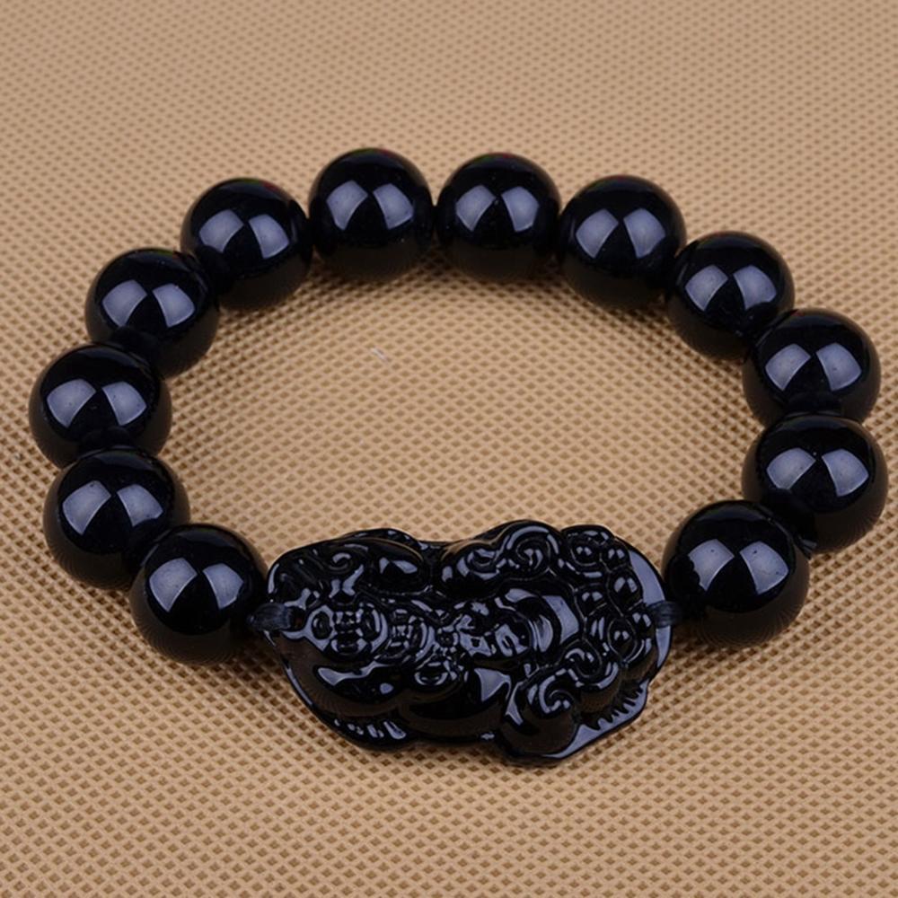 Natural Black Obsidian  & Feng Shui Fav -PIXIU LUCK ATTRACTING  Bracelet