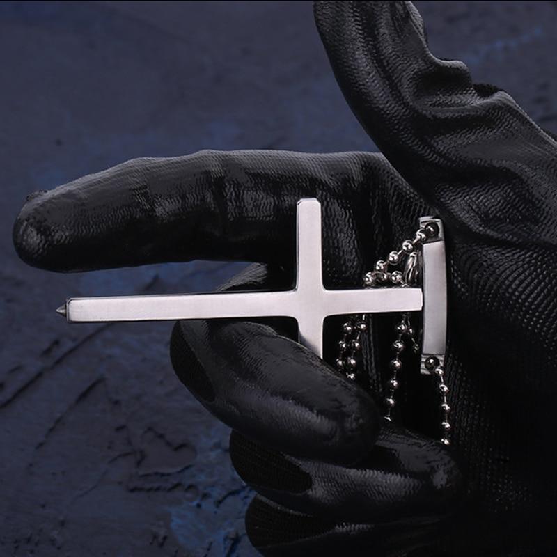 Stainless Steel Tactical/Self Defense CROSS Necklace