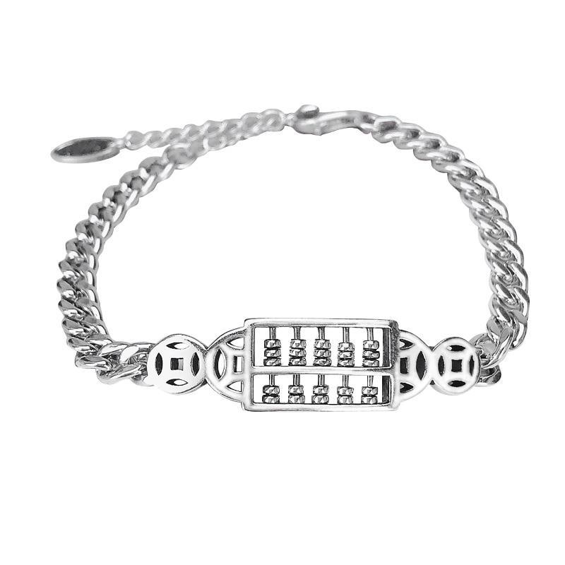 THAI SILVER Cuban Link Abacus Feng Shui Bracelet