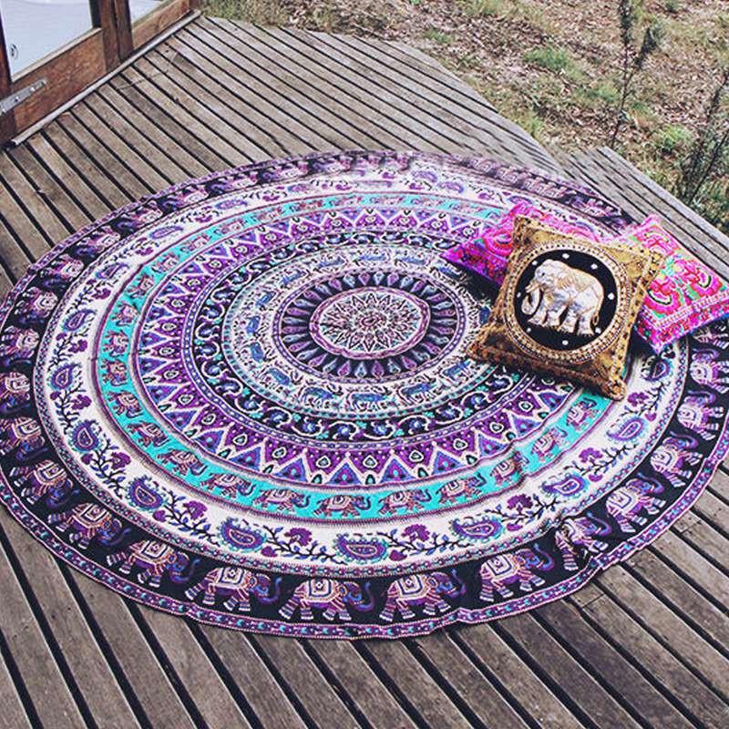 Indian Elephant Beach Yoga Mandala Tapestry