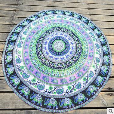 Indian Elephant Beach Yoga Mandala Tapestry