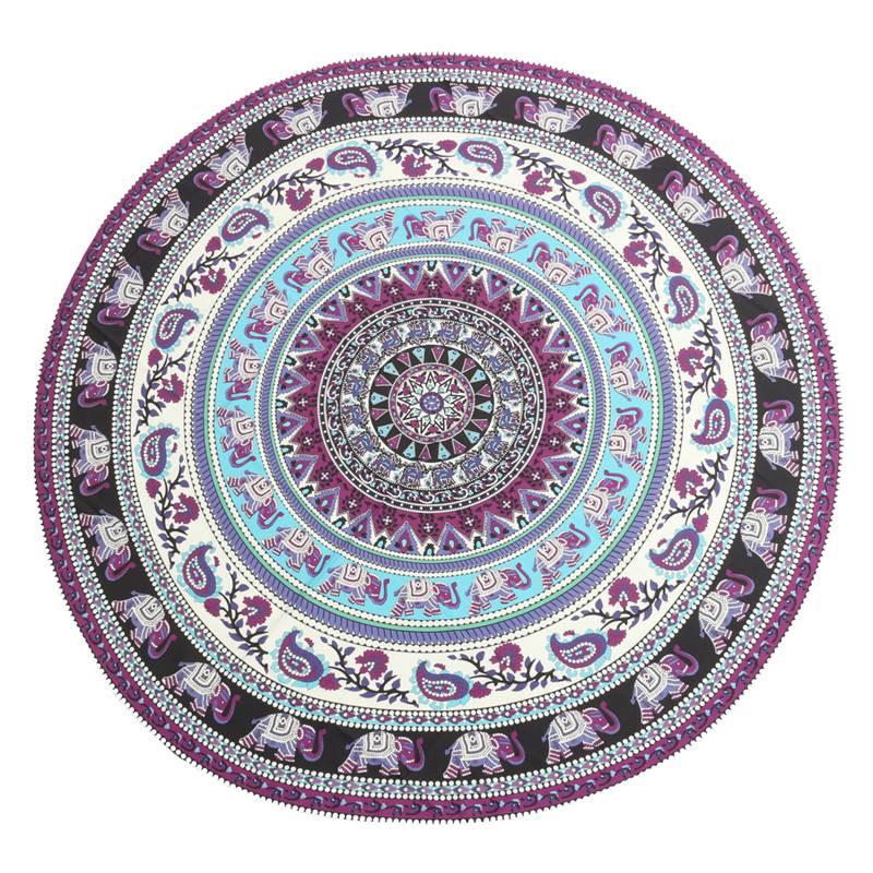 Indian Elephant Beach Yoga Mandala Tapestry