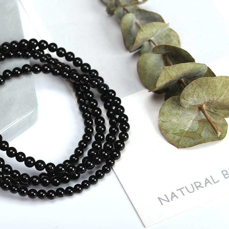 Natural Black Tourmaline Stone #1 NEGATIVITY ABSORBER Triple Wrap Bracelet