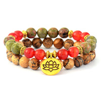 Thumbnail for Jasper & Carnelian Mala Bead Bracelets