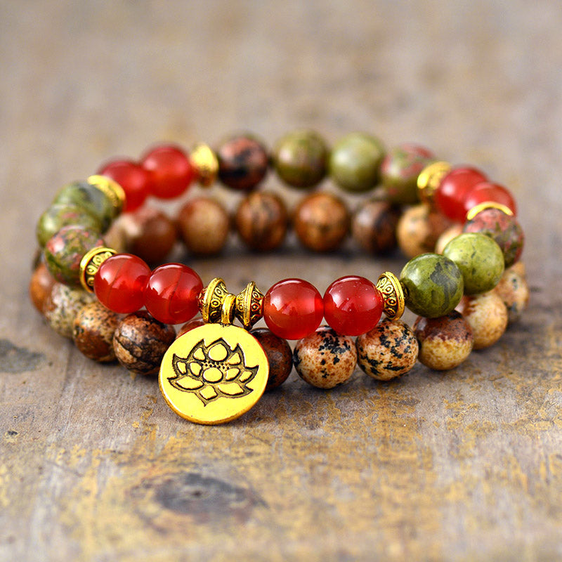 Jasper & Carnelian Mala Bead Bracelets