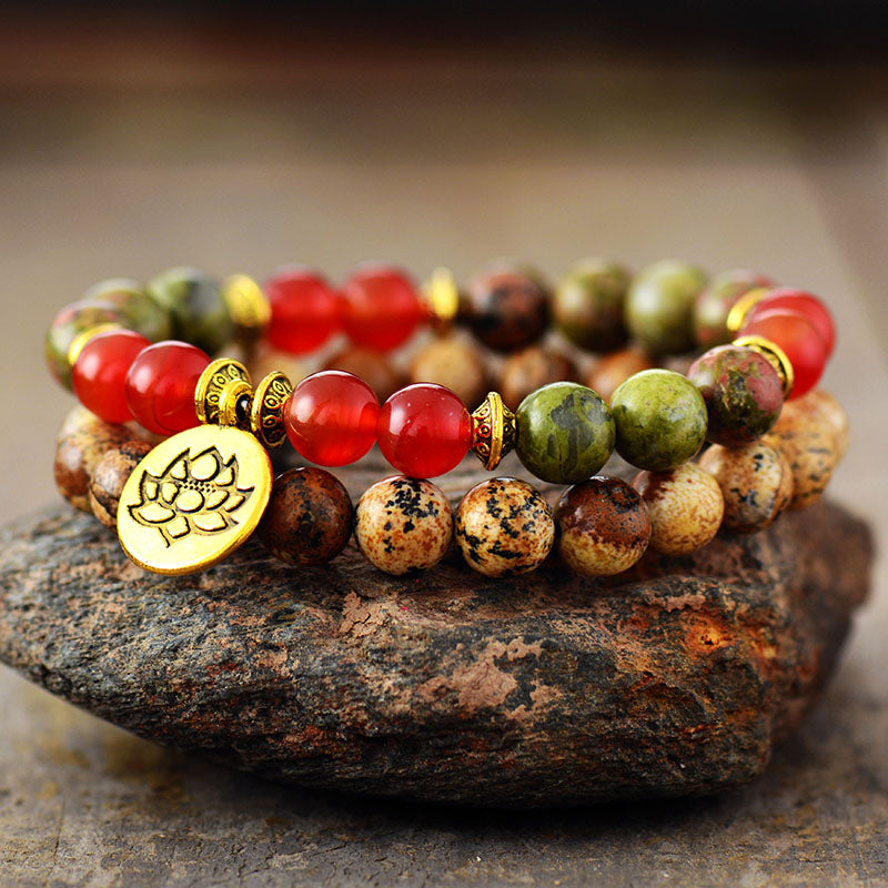 Jasper & Carnelian Mala Bead Bracelets