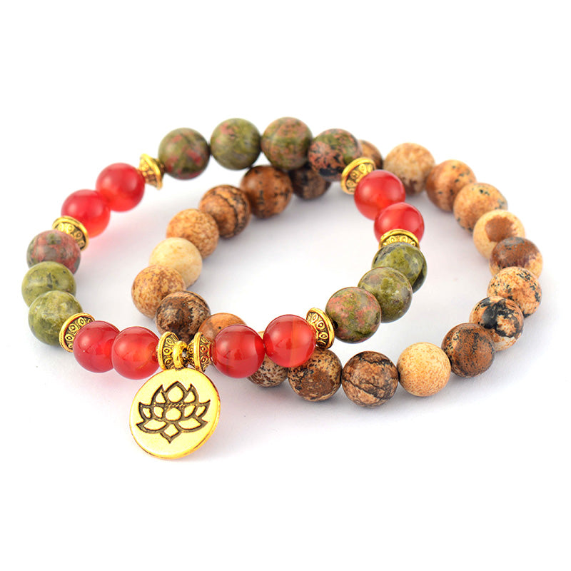 Jasper & Carnelian Mala Bead Bracelets