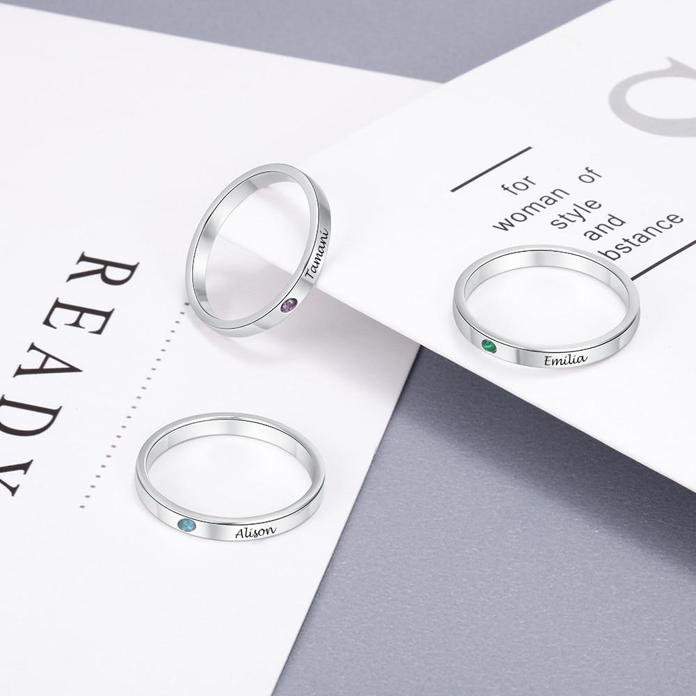 Customizable Sterling Silver Birthstone 'FRIENDSHIP ' Ring