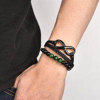 Thumbnail for Men's Stainless & Leather  Multi-layer ETERNAL STRENGTH Infinity  Bracelet