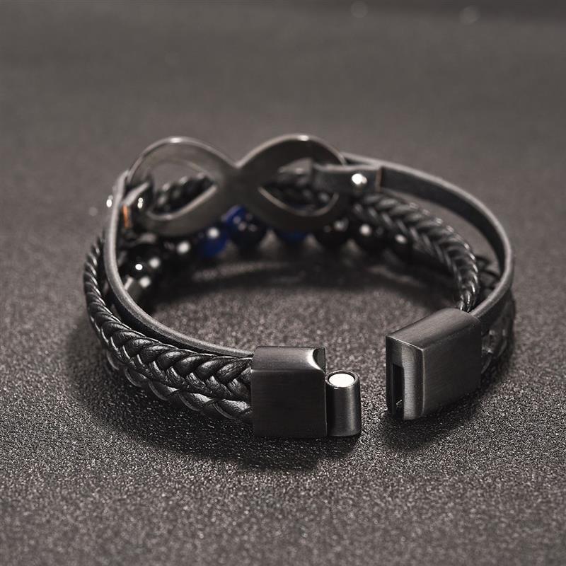 Men's Stainless & Leather  Multi-layer ETERNAL STRENGTH Infinity  Bracelet