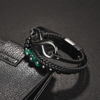 Thumbnail for Men's Stainless & Leather  Multi-layer ETERNAL STRENGTH Infinity  Bracelet