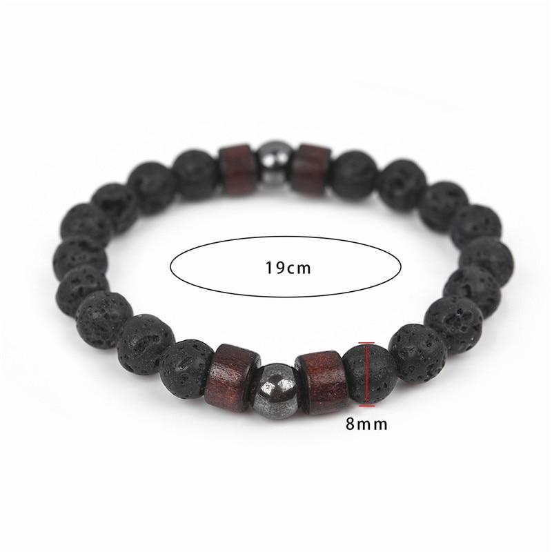 Leather, Steel & Lava Stone 3 pc Mens Bracelet Set