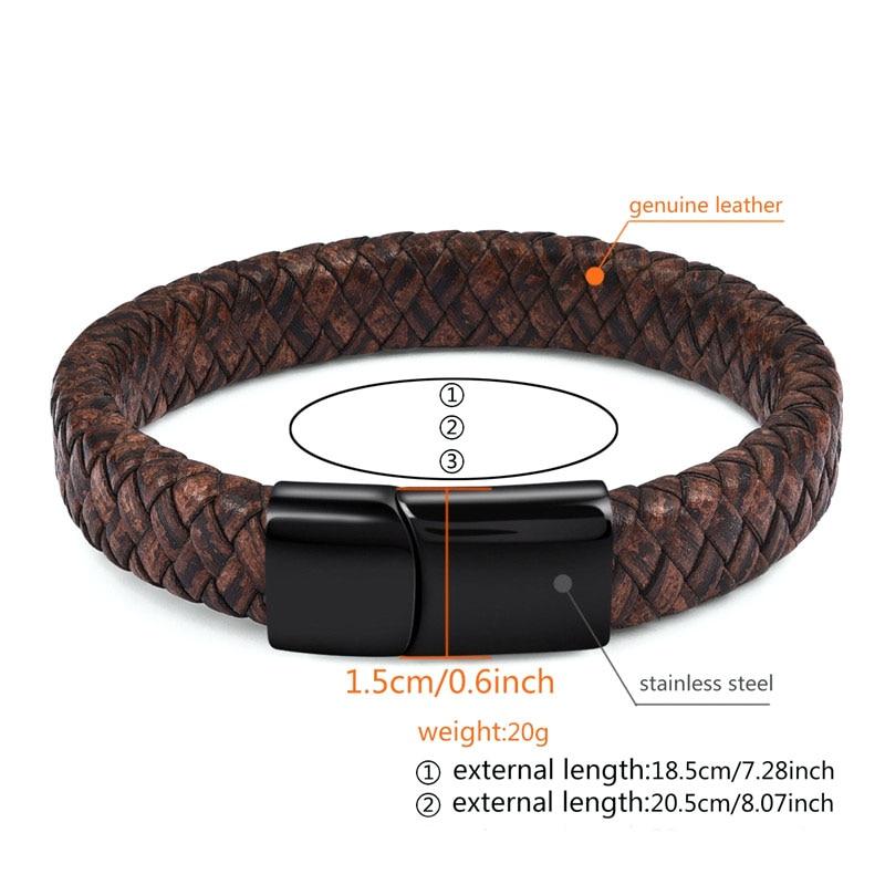 Leather, Steel & Lava Stone 3 pc Mens Bracelet Set