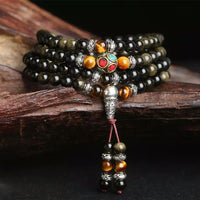 Thumbnail for Natural Gold Obsidian Tiger Eye Mala