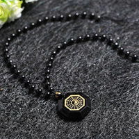 Thumbnail for Natural Obsidian Stone Bagua Map Pendant Necklace