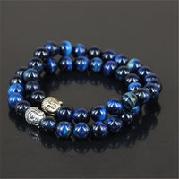 Thumbnail for 2pcs Natural Blue Tiger Eye  Buddha Head Bracelets