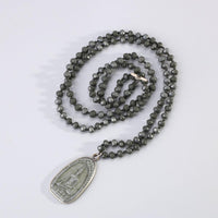 Thumbnail for Ancient Style Sakyamuni BUDDHA GUARDIAN Amulet HEMATITE Stone FOCUS Pendant Necklace