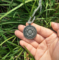 Thumbnail for Tibetan Antique Silver Om Lotus Mandala  Necklace