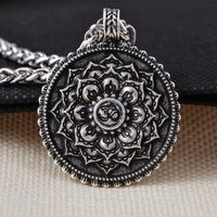 Thumbnail for Tibetan Antique Silver Om Lotus Mandala  Necklace