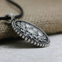 Thumbnail for Tibetan Antique Silver Om Lotus Mandala  Necklace