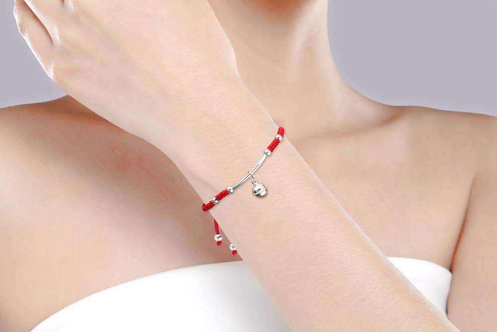 Lucky Red Rope Silver Bell Bracelet