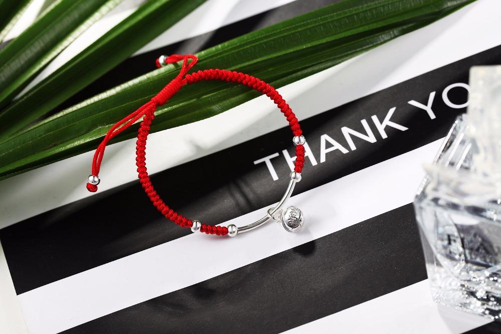 Lucky Red Rope Silver Bell Bracelet