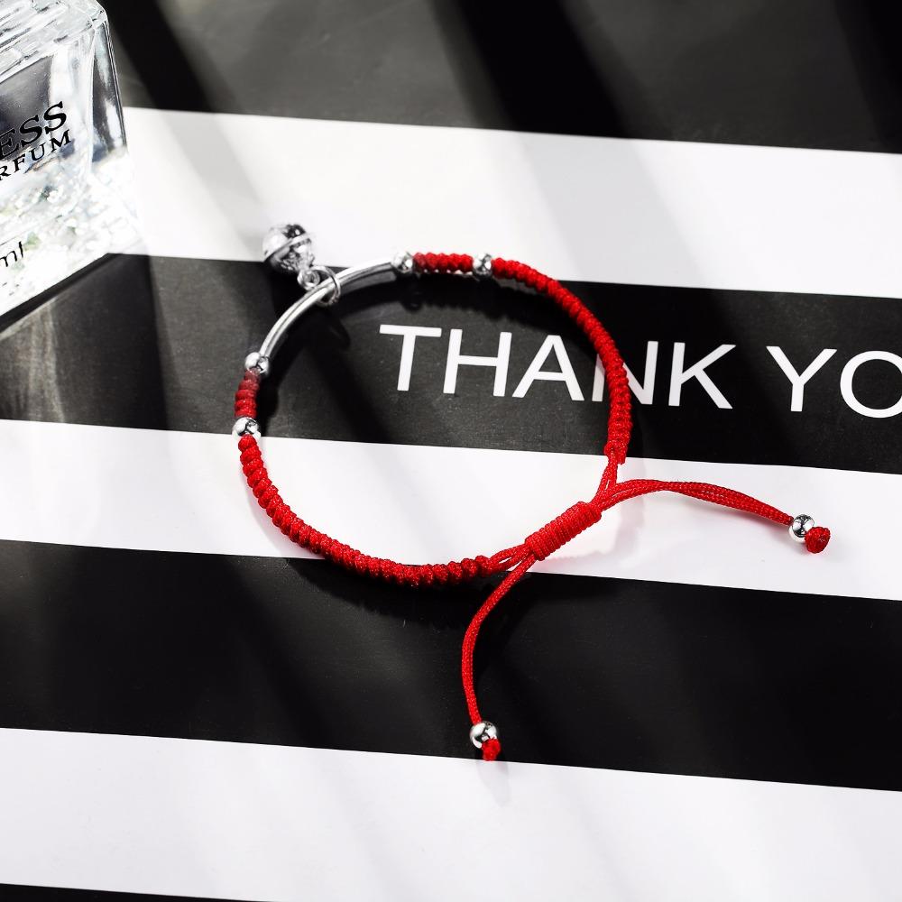 Lucky Red Rope Silver Bell Bracelet