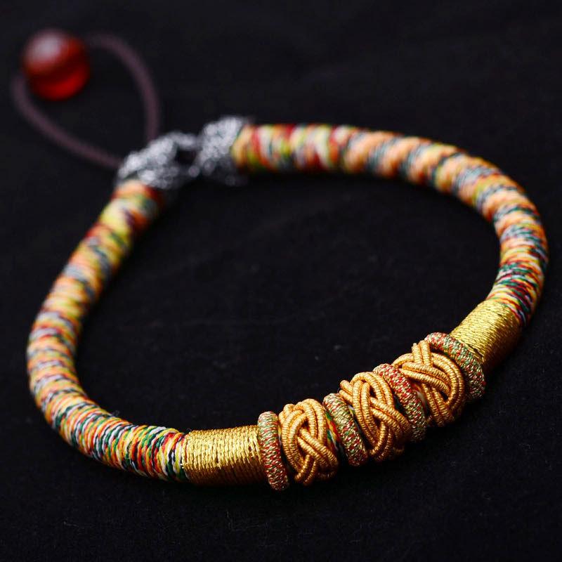 Tibetan Multi Colored Braided Rope Bracelet