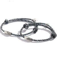 Thumbnail for 2 pcs Silver 'WHERE THE MOUNTAIN MEETS THE SEA' Lovers Rope Bracelets