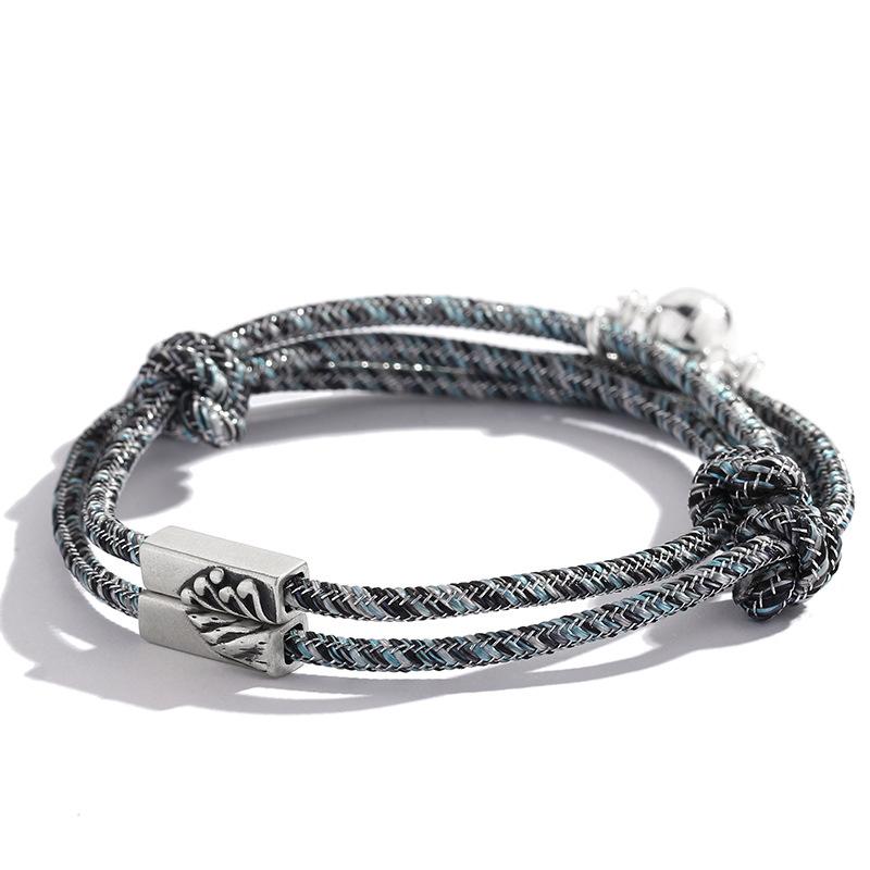 2 pcs Silver 'WHERE THE MOUNTAIN MEETS THE SEA' Lovers Rope Bracelets