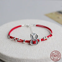 Thumbnail for Red Rope & Sterling Silver 'YEAR of the RABBIT' Bracelet