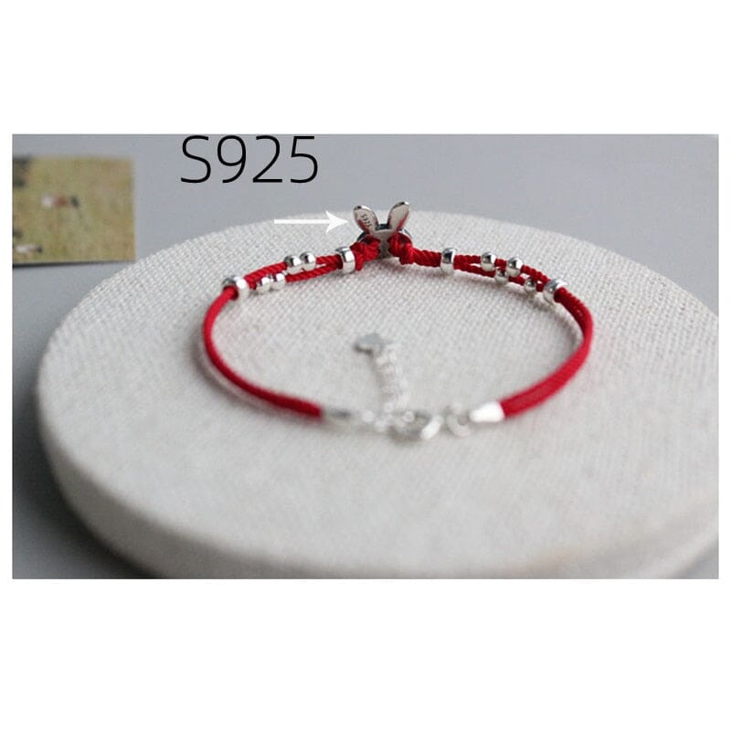 Red Rope & Sterling Silver 'YEAR of the RABBIT' Bracelet