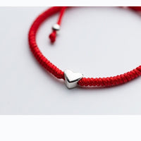 Thumbnail for Cute Sterling Silver Heart Red Rope Bracelet