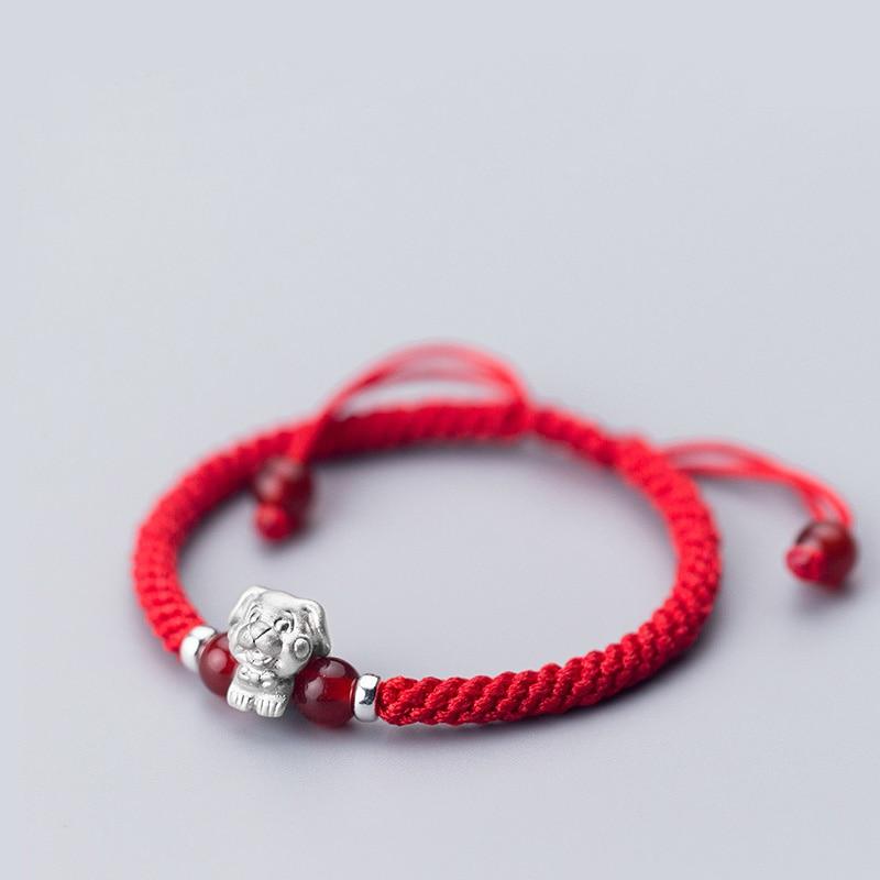 2022-The Year of the TIGER  ! Pure 999 Silver Chinese Zodiac Animal Red Rope bracelets