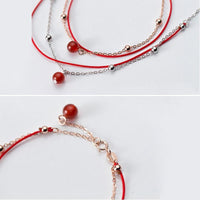 Thumbnail for Red Rope & Sterling Silver Elegant 2 Layer Bracelet