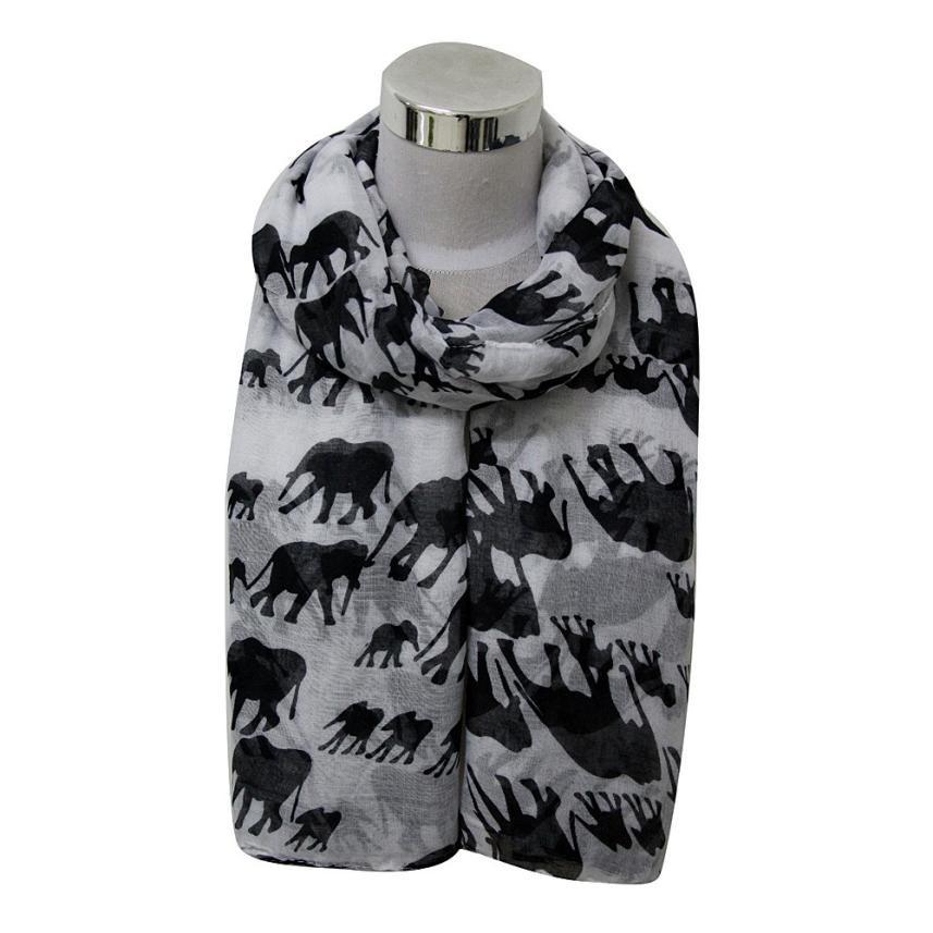 Elephant Print Voile Scarf