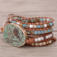 Thumbnail for 5 Layer Turquoise Jasper Stone  Leather Wrap Bracelet