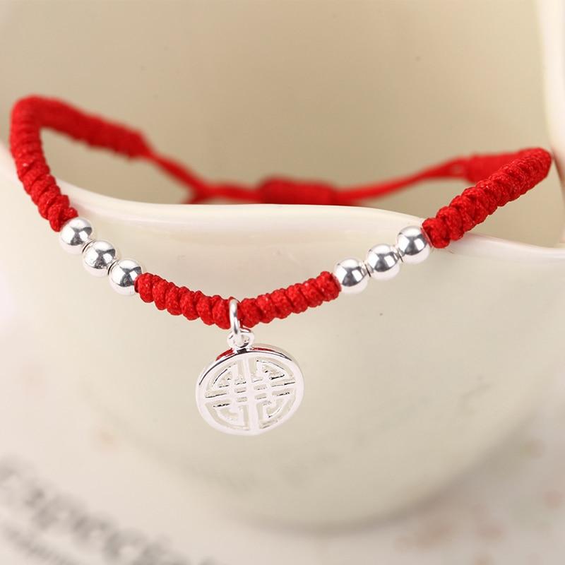 925 Sterling Silver Lucky Red Rope PROSPERITY Bracelet