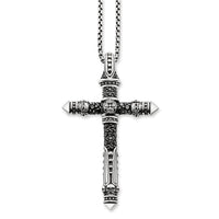 Thumbnail for Silver & Zirconia Men's Skull Cross Pendant Necklace