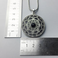 Thumbnail for Silver & Zirconia Black Lotus Pendant Necklace