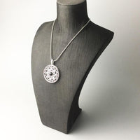 Thumbnail for Silver & Zirconia Black Lotus Pendant Necklace