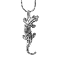 Thumbnail for Silver & Zirconia Tribal Patterned Gecko Pendant Necklace